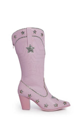 Pearl Star Space Cowgirl Boots - Pink/Silver