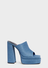 Sky High Platform Mules - Denim