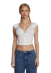 Queen Of Spring Lace Trim Top - White