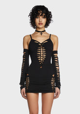 Spellbound Smiles Mini Dress - Black