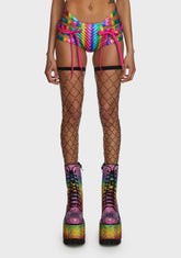 Rude Awakening Lace-Up Shorts - Rainbow Glitter
