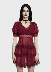 Raven's Wing Mini Dress - Wine
