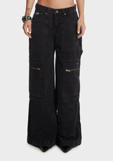Zip Sweeper Denim Jeans - Charcoal