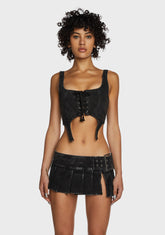 Replay Lace-Up Corset Top - Black