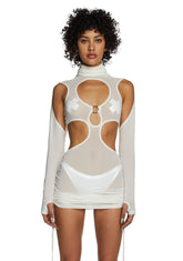 Replay Mesh Cut Out Dress - White