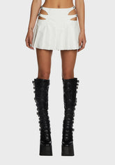 Replay Pleated Vegan Leather Skirt - White