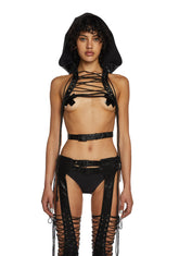 Replay Lace-Up Backpack Hoodie - Black