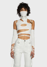 Replay Strappy Top & Gloves Set - White