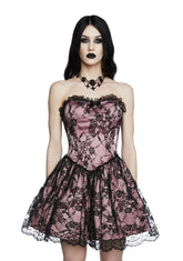 Take Caution Lace Mini Dress - Mauve