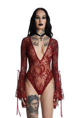 Source Of Magic Lace Bodysuit - Red