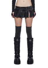 Modulation Pleated Denim Micro Skirt
