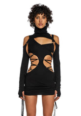 Replay Cut Out Lace Up Dress Set - Black