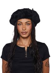 Feeling Fuzzy Butterfly Beret - Black