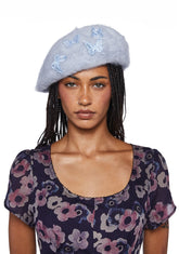 Feeling Fuzzy Butterfly Beret - Blue