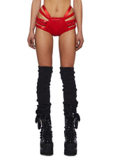 Rude Awakening Lace-Up Shorts - Ruby