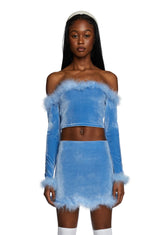 Filthy Femme Velvet Crop Top - Blue