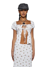 Strawberry Pointelle Top