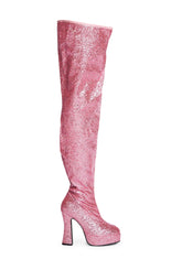Pink 557-Bright Glitter Thigh High Boots