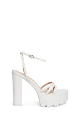 Caria-1 Block Heels - White