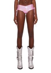Metallic Lace-Up Shorts