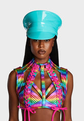 Strap Captain Hat - Neon Turquoise