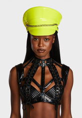 Chain Strap Captain Hat - Neon Yellow
