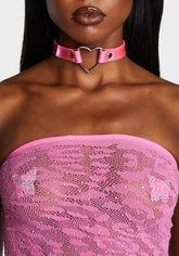 Pink Rainbow Heart Choker