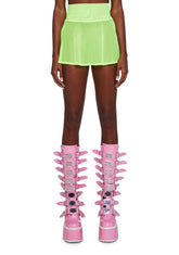 Mesh Skater Skirt - Neon Yellow