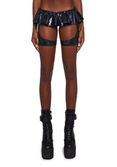 Ruffle Royale Garter Shorts - Black