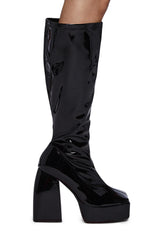 Wide Fit Heartbeat Platform Knee High Boots