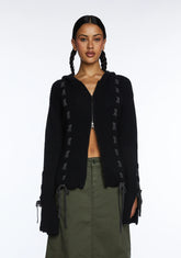 Nixie Lace Up Cardigan - Black