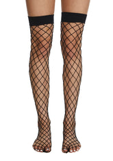 Worship Me Black Fence Net Thigh Highs