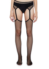 Dazzling Desires Garter Belt And Stockings-Black