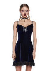 Blind Faith Velvet Dress - Navy