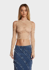 Warned You Crop Top - Light Brown