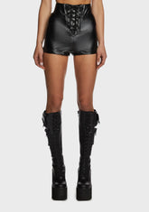 Fight Night Vegan Leather Shorts