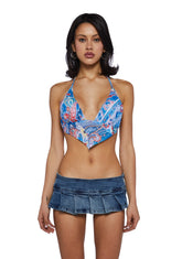 Carefree Soul Halter Top - Blue