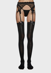 Searching For Love Garter Tights - Black