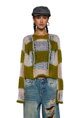 Checkerboard Loose Knit Sweater