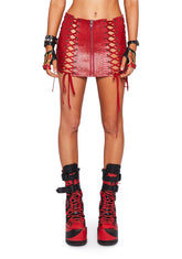 Deadly Dose Snakeskin Skirt - Red