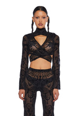 Butterfly Utopia Mesh Wrap Top