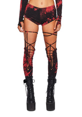 Sunset Trippy Bottoms & Stockings Set - Red