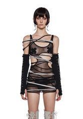 Tempo Two-Tone Shredded Dress