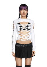 Deviant Curfew Cut-Out Top - White