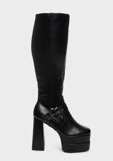 Wide Fit Fixed Up Knee High Boots
