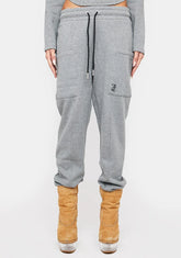 Heather Grey Cargo Pintuck Fleece Joggers