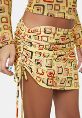 Yellow Cubby Ruched Mini Skirt