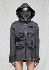 Synth Unisex Charcoal Washed Mask Utility Jacket