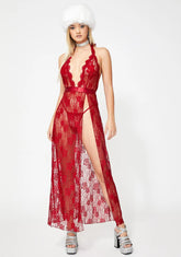 Scarlet Seduction Lace Gown
