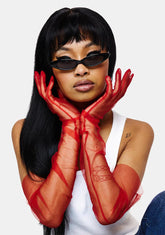 Red Tulle Hun Gloves